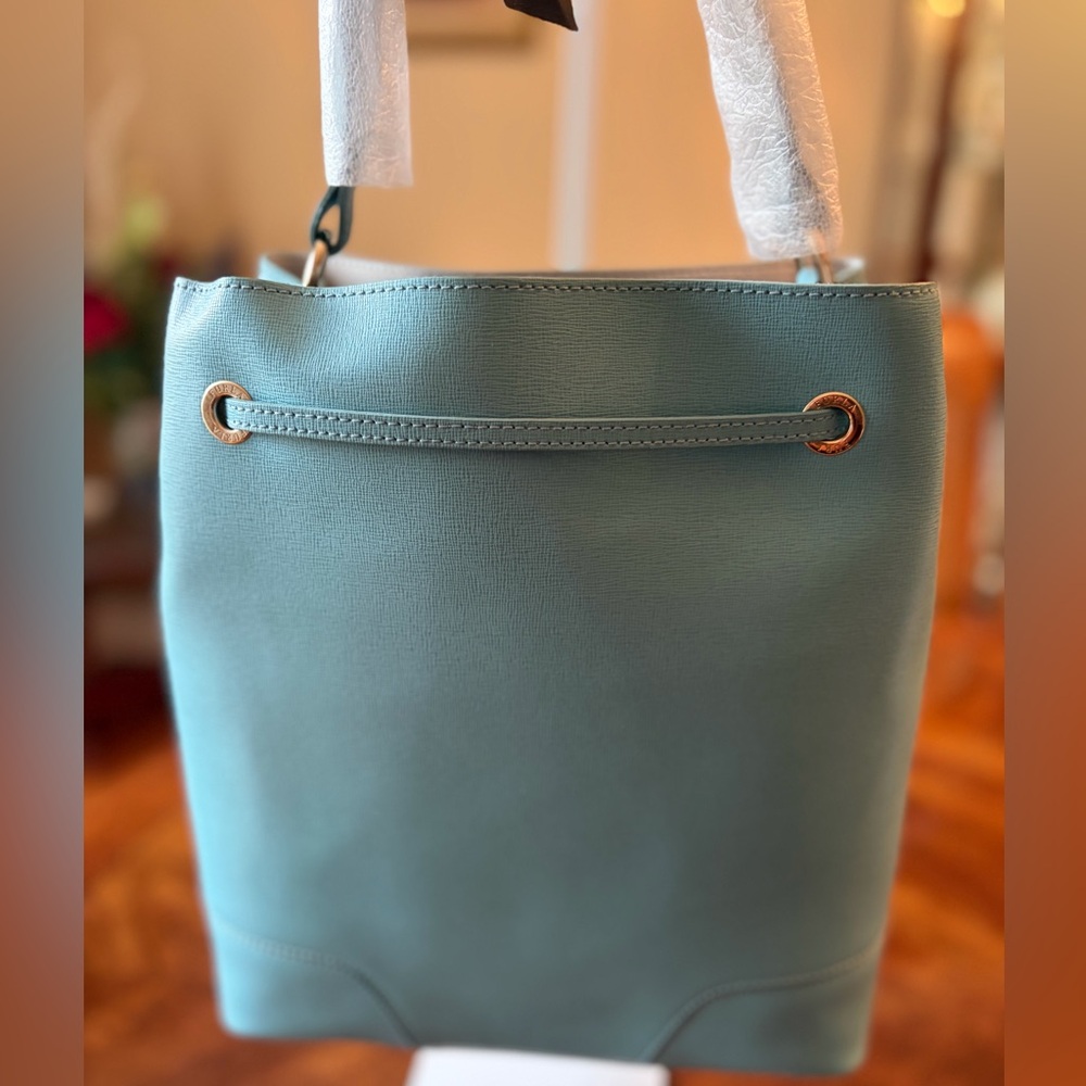 Furla Aquamarine Stacy Leather Drawstring Bucket Bag with Pouch - Picture 4 of 13